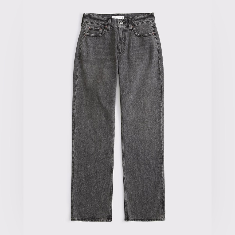 NWOT Abercrombie & Fitch Curve Love Low Rise Baggy Jeans in Gray